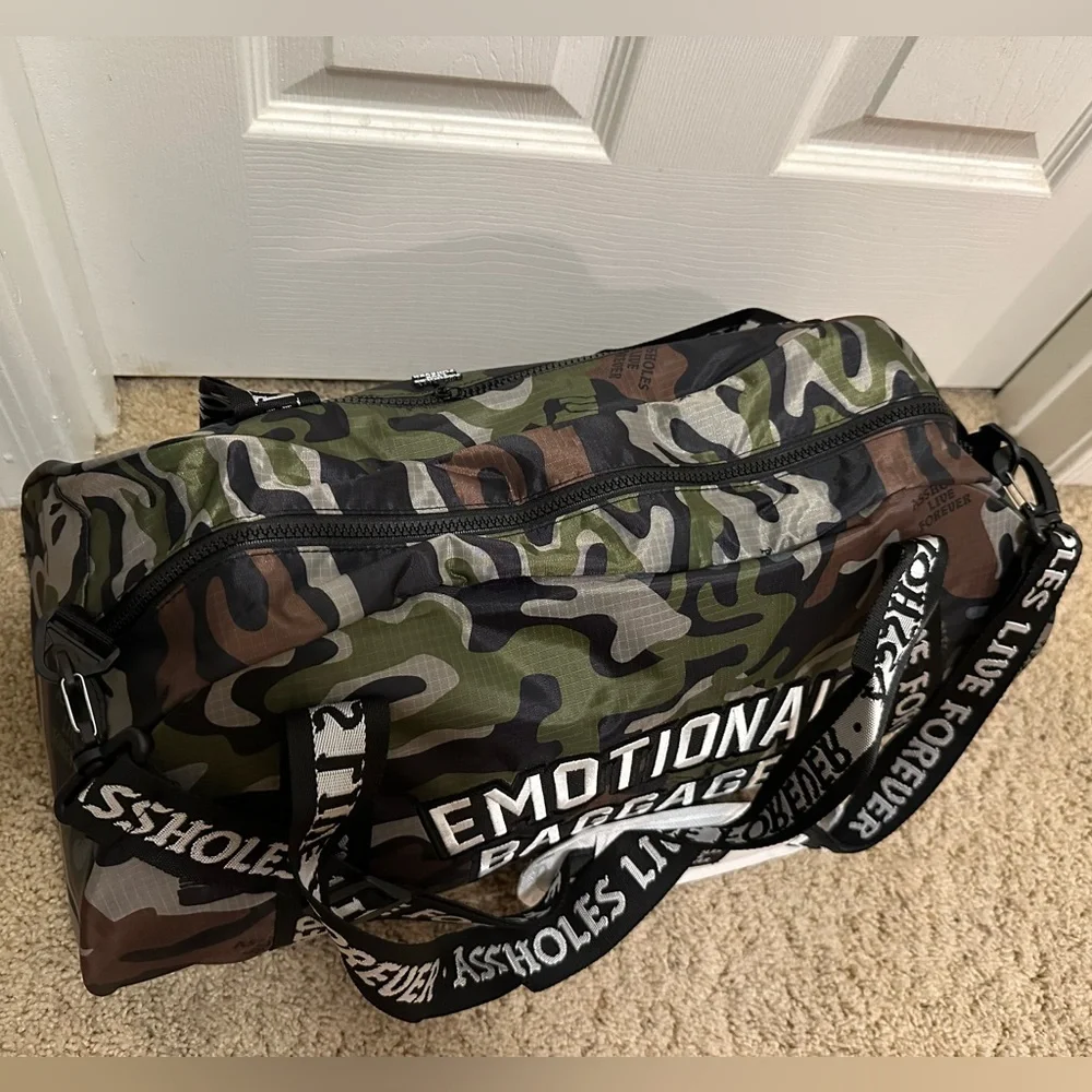 Assholes Live Forever Emotional Baggage Skull Camo Mini Duffle Bag
